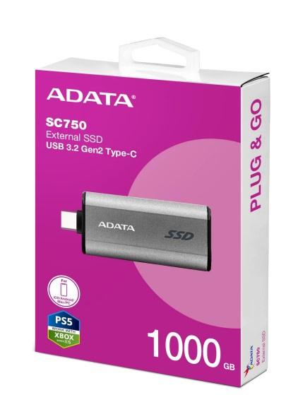 фото Внешний SSD USB 3.2 Gen 2 Type-C ADATA SC750-1000G-CCBK в Перми 1024 ГБ