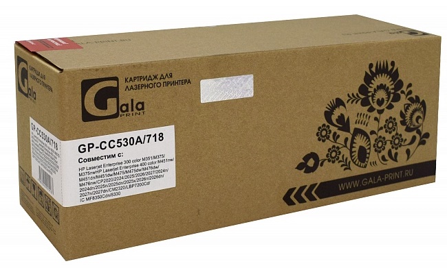 

Картридж GalaPrint CC530A/718 black (№304A) 3500 копий, CC530A/718