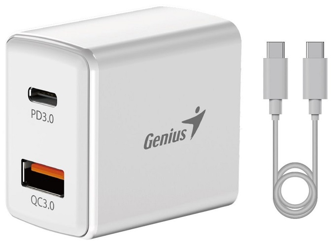 

Зарядное устройство сетевое Genius PD-20ACP 32590009400 (20Вт) + кабель (USB-C -> USB-C) USB-C+USB-A output: DC 5V/3A, 1 метр., PD-20ACP
