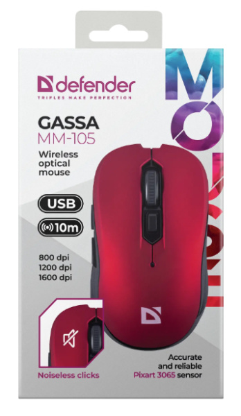 фото Мышь Wireless Defender Gassa MM-105 Red в Челябинске