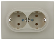 фото Розетка двухместная с заземлением в сборе  IEK SK-R21-16-K10-F