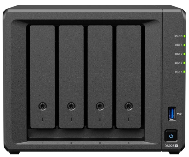 

Сетевое хранилище Synology DS925+ 4x3.5/2.5" HDD/SSD SATA (2xNVMe), RAID JBOD/0/1/5/6/10, 2xRJ-45 2.5GbE LAN, 2xUSB3.2Gen1, без HDD, DS925+