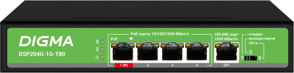 фото Коммутатор PoE Digma DSP204G-1G-T80 в Екатеринбурге