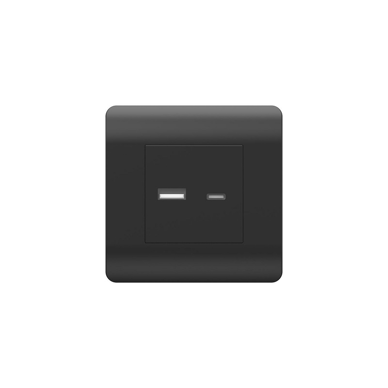 

Розетка CHINT 431501 USB NЕW3-E тип A+C 5В/2.1А черн., 431501