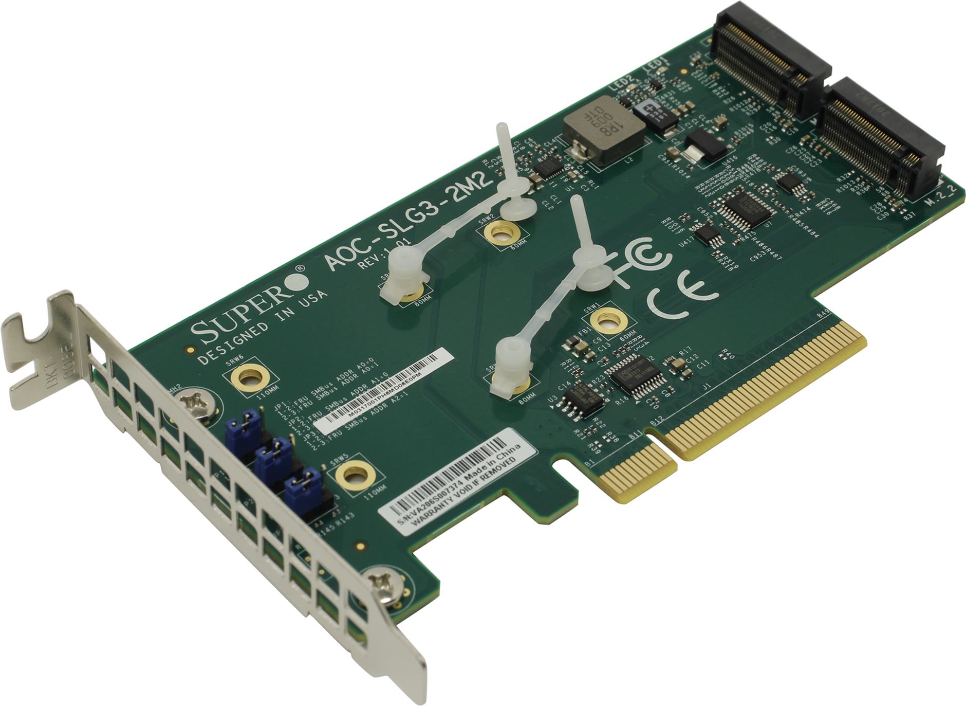 

Плата расширения Supermicro AOC-SLG3-2M2 Low Profile, Dual NVMe M.2 SSD PCIe add-on card, AOC-SLG3-2M2