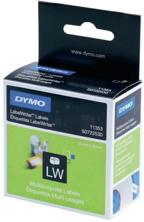 

Этикетки Dymo S0722530 многофункц. 25х13мм 1000шт/рул, легко удаляемые, S0722530