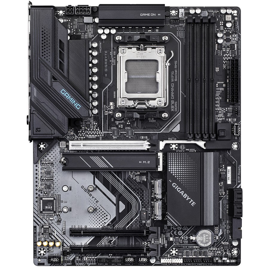 

Материнская плата ATX GIGABYTE X870 GAMING WIFI6 (AMD AM5, X870, 4*DDR5 (4400), 4*SATA 6G RAID, 3*PCIe, 3*M.2, WiFi, BT, 4*USB 3.2, 4*USB 2.0, 2*USB T, X870 GAMING WIFI6