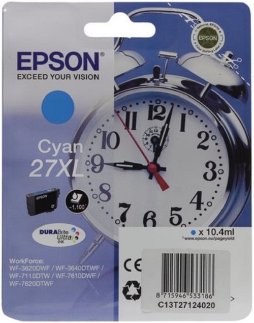 

Картридж Epson C13T27124012 T2712 голубой повышенной емкости для WF-7110/7610/7620 (C13T27124020/C13T27124022), C13T27124012
