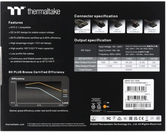 фото Блок питания ATX Thermaltake Smart BX3 в Екатеринбурге