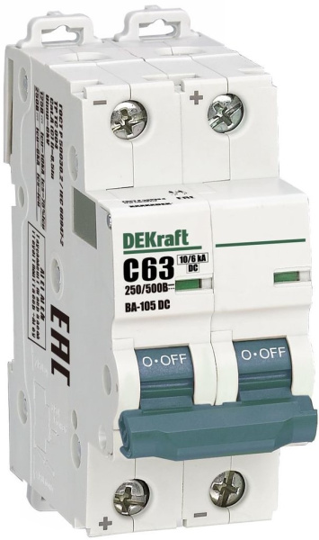 Изображение товара Автоматический выключатель DEKraft ВА-105-DC 2P 63А IP20