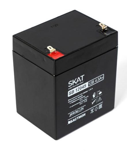 

Аккумулятор Бастион SKAT SB 12045 свинцово-кислотный тип AGM 12V 4,5Ач Iзар.1,35А, ножевые клеммы, SKAT SB 12045