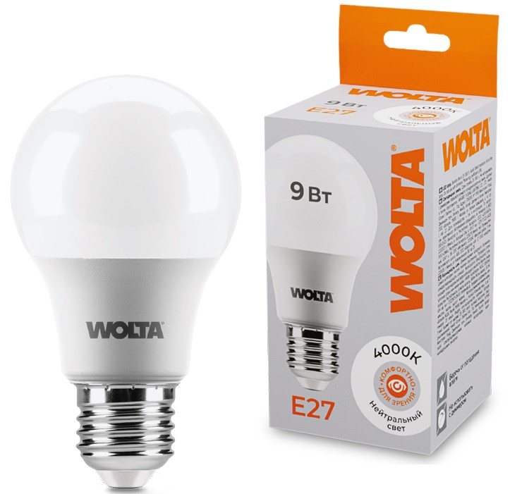 

Лампа светодиодная WOLTA 25S60BL9E27 9Вт 4000К E27, 25S60BL9E27