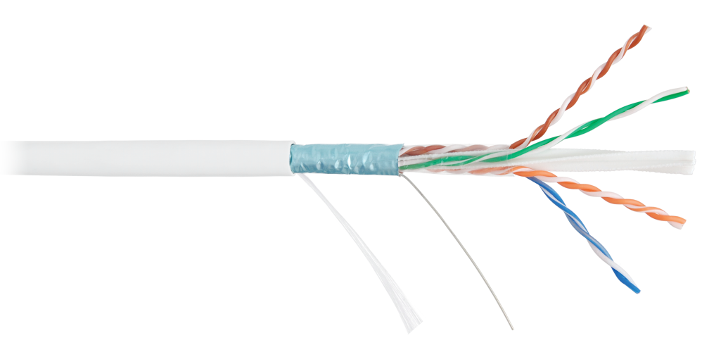 

Кабель витая пара F/UTP 6 кат. 4 пары NIKOMAX NMC 4240C-WT 23AWG(0.55 мм), медь, одножильный (solid), внутренний, полимерный материал, нг(A)-HF, белый, NMC 4240C-WT