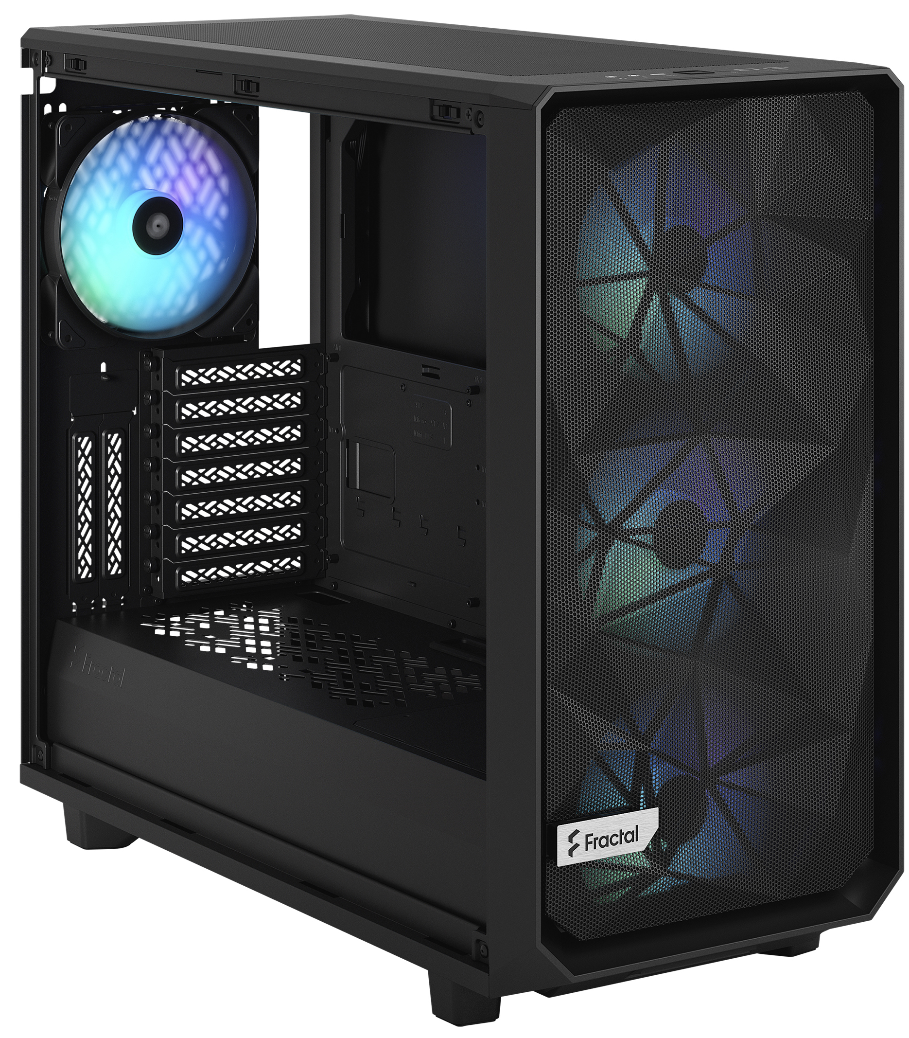 

Корпус eATX Fractal Design Meshify 2 RGB Black TG Light Tint чёрный, без БП, панель из закаленного стекла, USB Type-C, 2xUSB 3.0, audio, Meshify 2 RGB Black TG Light Tint