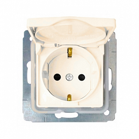 

Розетка Legrand 773745 Cariva - 2К+3, с защитными шторками, IP 44, 16 А, 250 В~, слоновая кость, 773745