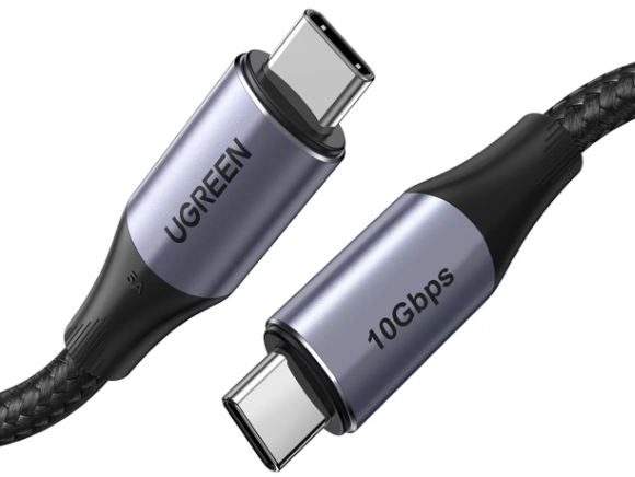 

Кабель UGREEN US355 80150 USB-C 3.1 M/M Gen2 5A в оплетке, 1м, цвет: черный, US355