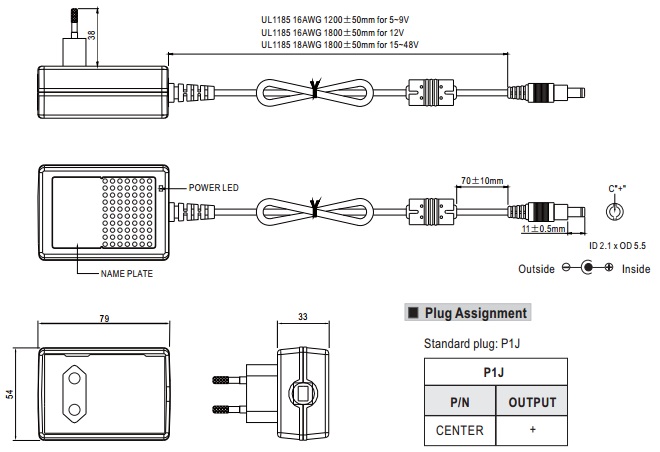 

Адаптер сетевой Mean Well GSM25E12-P1J медицинский, 25Вт, вход 80...264B AC 47...63 Гц, 113...370B DC, выход 12B/2,08A, изоляция 4000В AC, 79x54x33мм,, GSM25E12-P1J