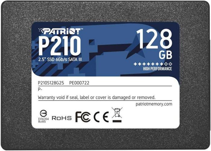 

Накопитель SSD 2.5'' Patriot Memory P210S128G25 P210 128GB SATA 6Gb/s 3D TLC 520/430MB/s 7mm, P210S128G25