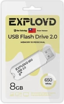 

Накопитель USB 2.0 8GB Exployd EX-8GB-650-White 650 белый, EX-8GB-650-White