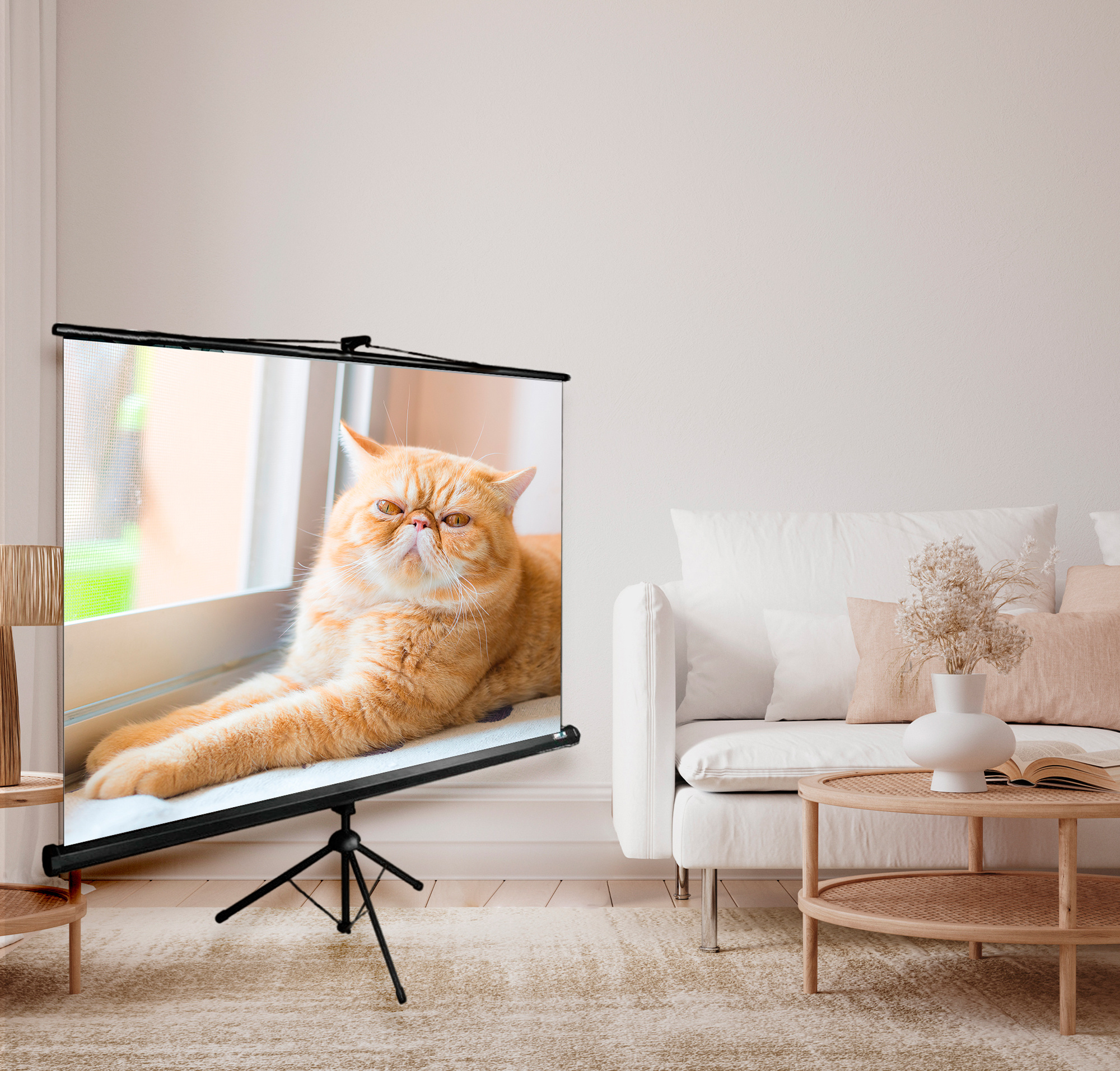 

Экран Cactus CS-PST-127X127 Triscreen 1:1 напольный рулонный белый, CS-PST-127X127