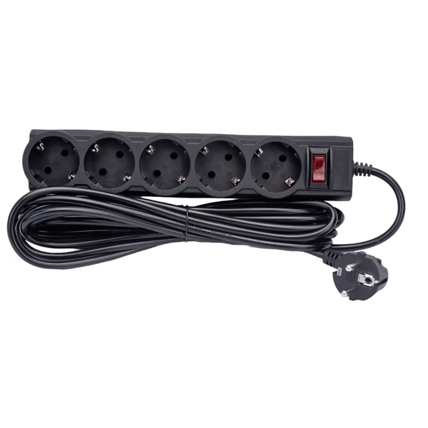 

Сетевой фильтр CBR CSF 2505-5.0 Black PC 5 евророзеток, длина кабеля 5 метров, чёрный, CSF 2505-5.0 Black PC