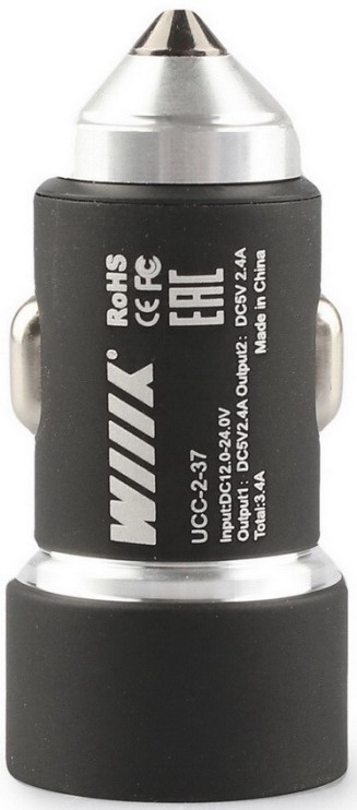 

Зарядное устройство автомобильное Wiiix UCC-2-37 2.4A+2.4A универсальное черный, UCC-2-37