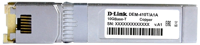 

Трансивер D-link 410T/A2A SFP+ с 1 портом 10GBase-T (до 80 м), 410T/A2A