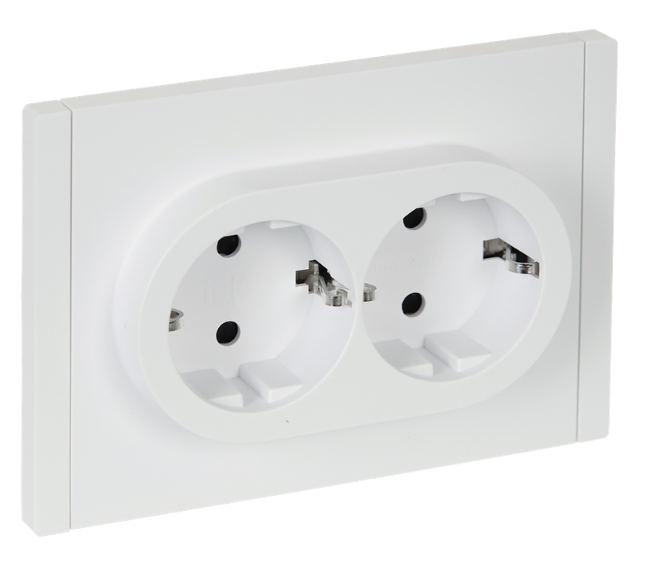 

Розетка двухместная с заземлением IEK FP-R24-16-1-K01 FORTE&PIANO с защитными шторками б/к 16А FP223 белый, FP-R24-16-1-K01