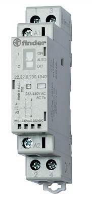 

Контактор модульный FINDER 223202304520 1NO + 1NC 25А AgSnO2 230В AC/DC 17.5мм IP20 мех. индикатор + LED, 223202304520