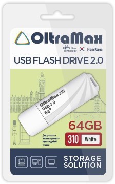 

Накопитель USB 2.0 64GB OltraMax OM-64GB-310-White 310 белый, OM-64GB-310-White