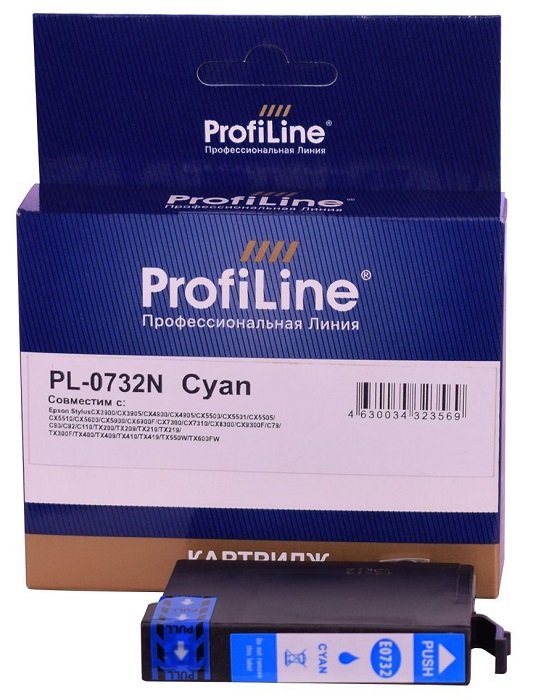

Картридж ProfiLine PL_73N_C струйный для принтеров Epson Stylus T30/T40W/TX300F/TX510FN/TX600FW с чернилами на водной основе Cyan 5,5 мл, PL_73N_C