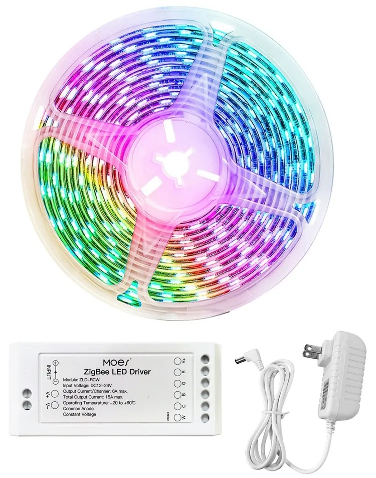 

Лента светодиодная Moes ZLS-RCW-EU-5M-MS ZigBee Smart LED Strip Light 5M (в комплекте с контроллером модели MS-107), ZLS-RCW-EU-5M-MS