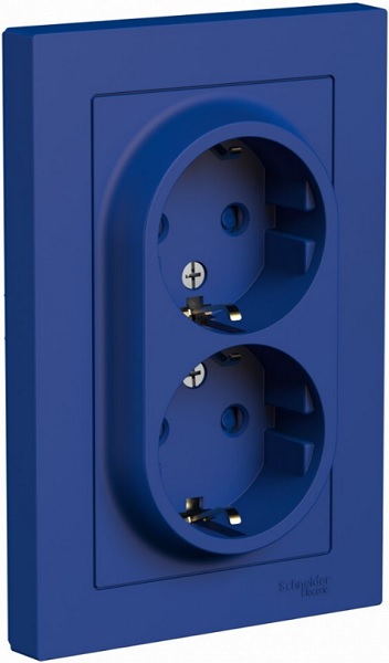

Розетка двухместная с заземлением Systeme Electric ATN001126 AtlasDesign со шторками 16А в сборе Аквамарин, ATN001126