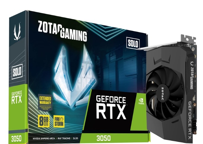

Видеокарта PCI-E Zotac GeForce RTX 3050 Solo (ZT-A30510L-10L) 6GB GDDR6 96bit 8nm 1042/14000MHz DP HDMI, GeForce RTX 3050 Solo (ZT-A30510L-10L)