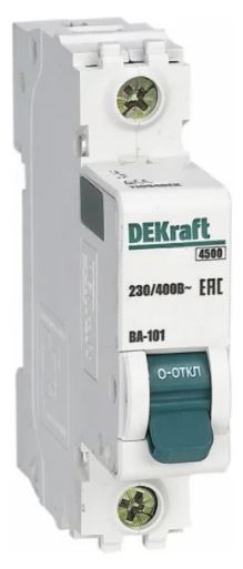 

Автоматический выключатель DEKraft 11097DEK 1Р 1А х-ка D ВА-101 4,5кА, 11097DEK