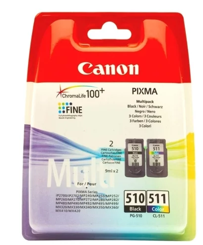 

Набор картриджей Canon PG-510/CL-511 2970B010 для PIXMA MP260, чёрный/цветной, PG-510/CL-511