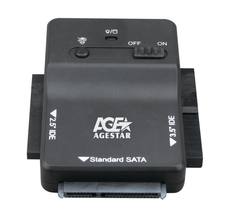

Адаптер AgeStar 3FBCP1 2.5"SSD+ 2.5"/3.5"IDE+ 2.5"/3.5"SATA->USB3.0, пластик, черный, блок питания, 3FBCP1