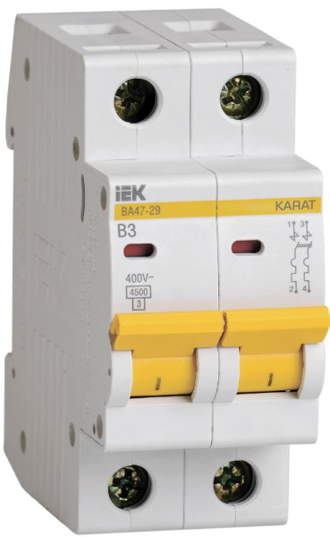 Изображение товара Автоматический выключатель IEK MVA20-2-003-B 3А IP20 для защиты цепей