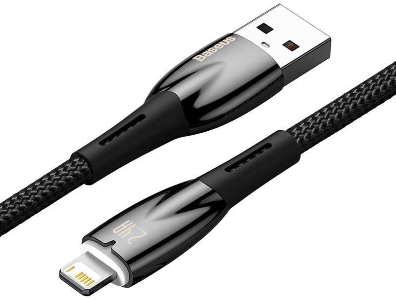 

Кабель интерфейсный Baseus CADH000301 Glimmer Series Fast Charging Data USB to Lightning 2.4A 2m Black (передача данных, питание устройств, скорость п, CADH000301