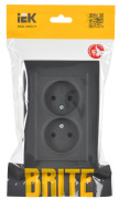 фото Розетка двухместная без заземления в сборе  IEK BR-R20-10-K53-F