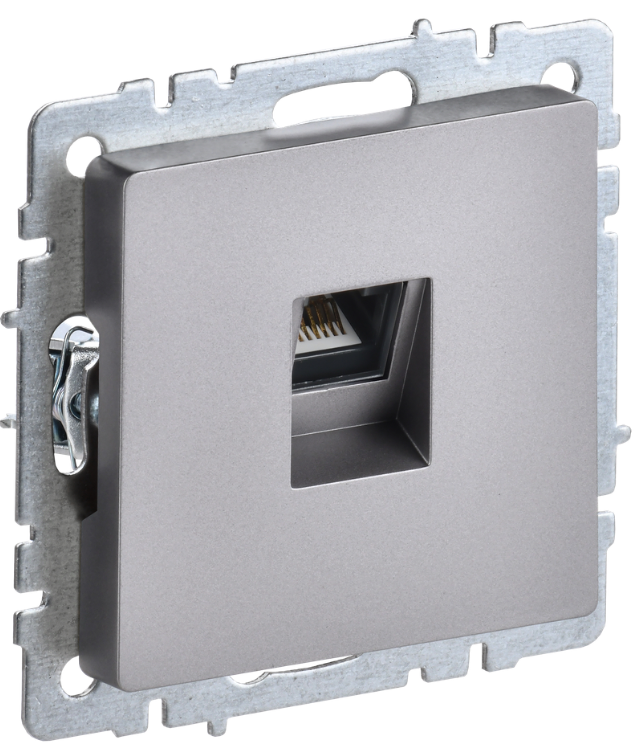 

Розетка компьютерная IEK BR-K10-2-K46 BRITE RJ45 кат.6 РК11-БрС Сталь, BR-K10-2-K46