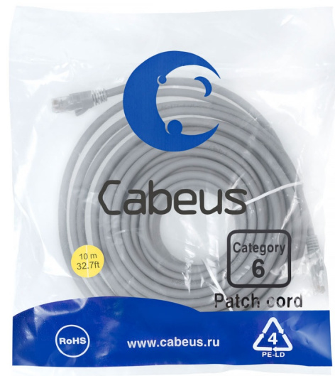 фото Кабель патч-корд U/UTP 6 кат. 10м Cabeus PC-UTP-RJ45-Cat.6-10m-LSZH в Воронеже