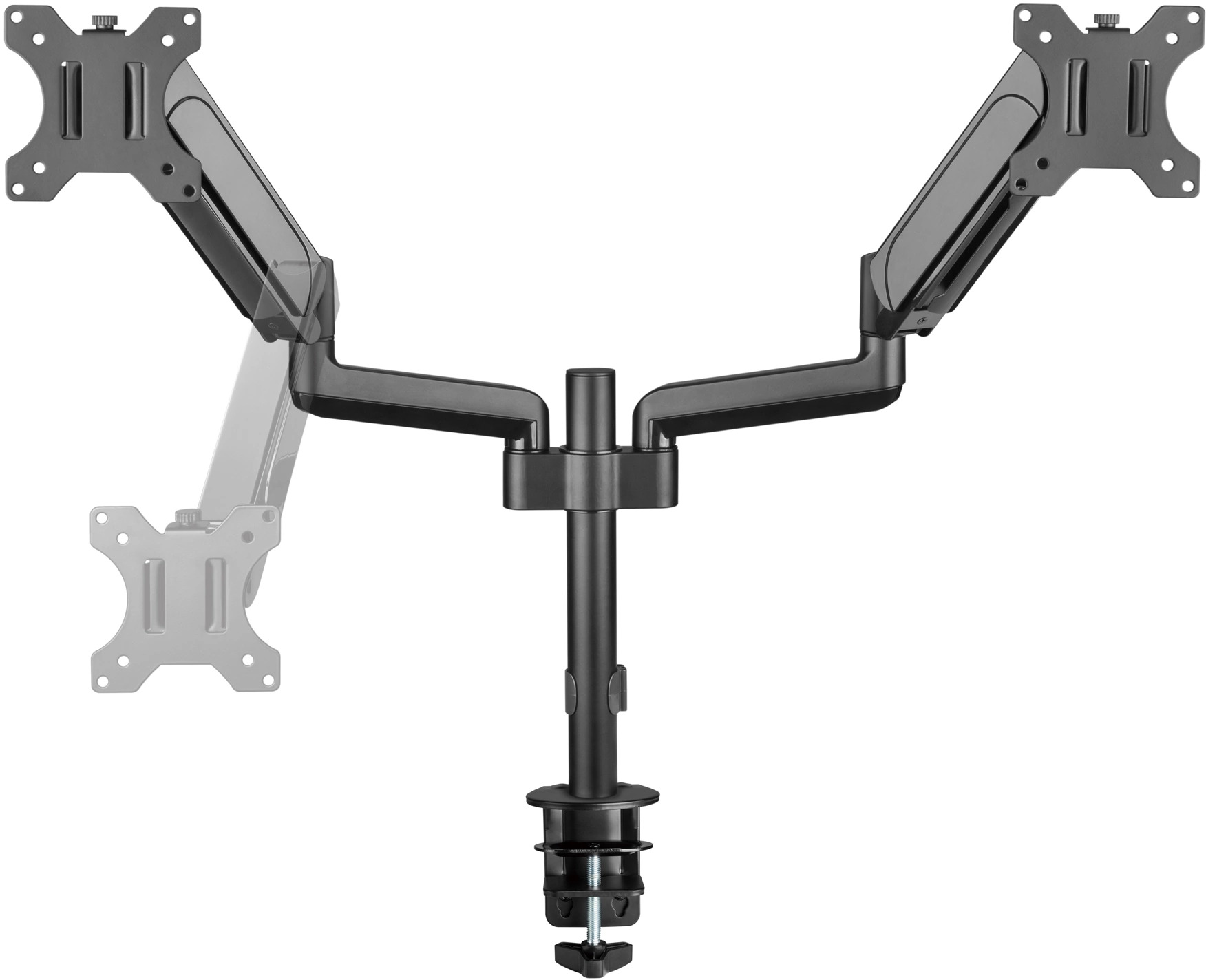 

Кронштейн Digma D-MM202D для мониторов, черный, 17"-32", макс.9кг, крепление к столешнице, поворот и наклон, D-MM202D