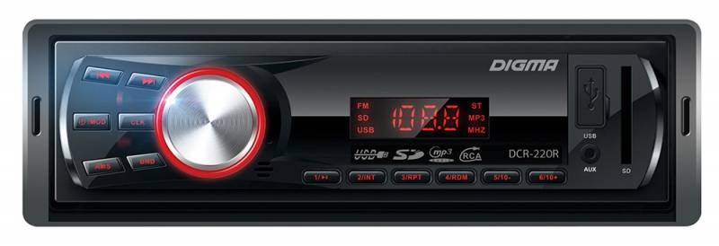 

Автомагнитола Digma DCR-220R 1din, 4x45Вт, подсветка, 12 В, USB, SD/MMC, FM, DCR-220R