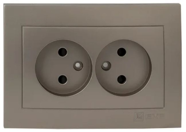 фото Накладка розетки двойной без заземления  EKF ESR10-L-102-40 в Омске