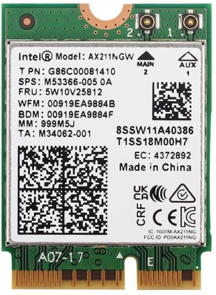 Изображение товара Wi-Fi адаптер Intel AX211.NGWG.NV с Bluetooth интерфейс M.2高速 передачи данных