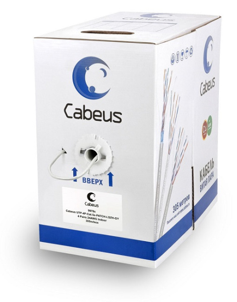 фото Кабель витая пара U/UTP 5e кат. 4 пары Cabeus UTP-4P-Cat.5e-PATCH-LSZH-GY в Уфе