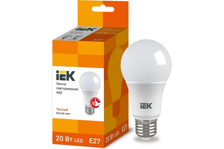 

Лампа светодиодная IEK LLE-A60-20-230-30-E27 ECO A60 20Вт грушевидная 230В 3000К E27, LLE-A60-20-230-30-E27