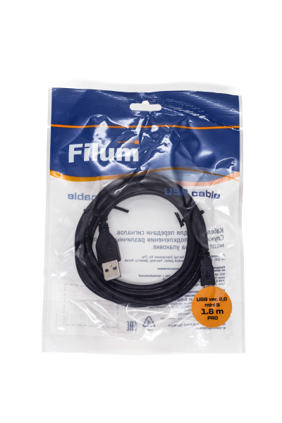фото Кабель интерфейсный USB 2.0 Filum FL-CPro-U2-AM-miniBM-1.8M