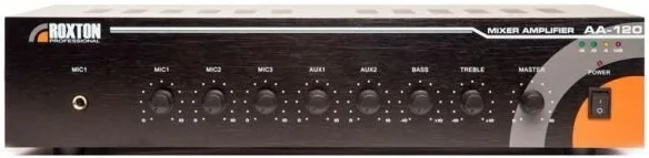 

Усилитель Roxton AA-120 трансляционный 120 Вт, 100...16000 Гц; 100В/70В/4-16 Ом, 1+2 микроф./2 лин. входа, 1 лин. выход; ~220В; защита от перегрузки,, AA-120